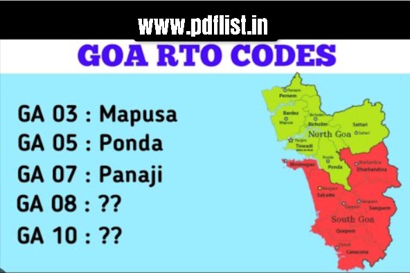Goa RTO Registration Code List