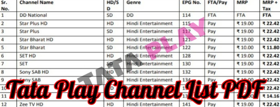 Tata Play Channel List